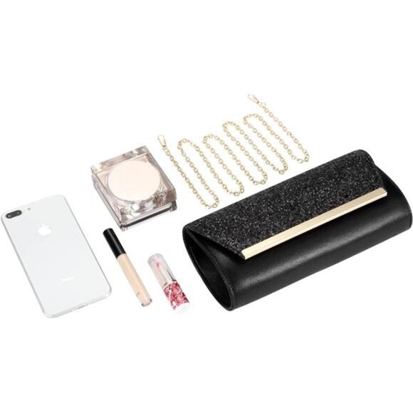 Gold Clutch Purses for Women Evening Bag Shoulder Crossbody Handbag - Picture 5 of 7